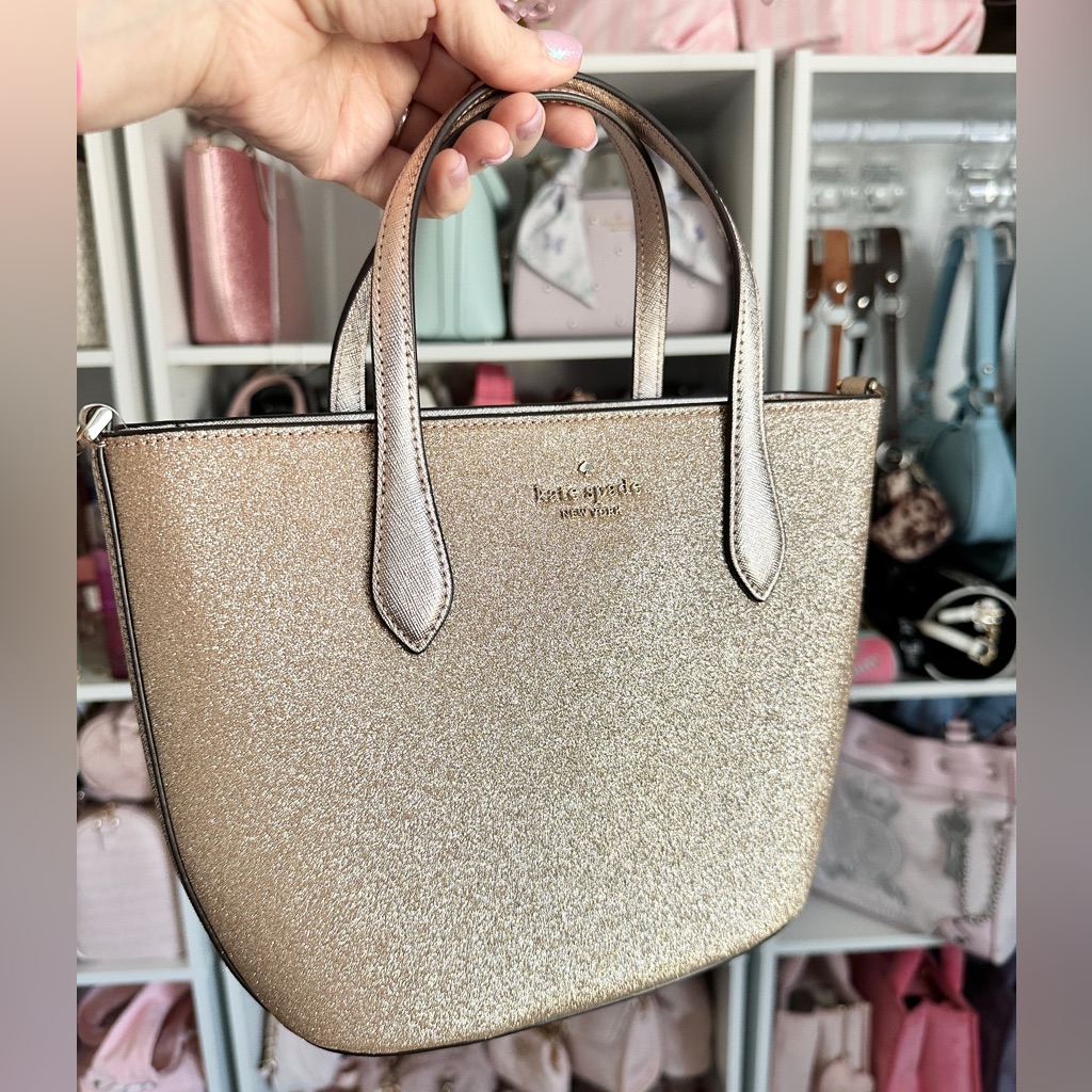 Nwt Kate Spade Gold Glimmer Glitter Shimmer Tote Satchel